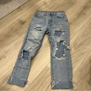 Nasty Gal Distressed Blue Jeans